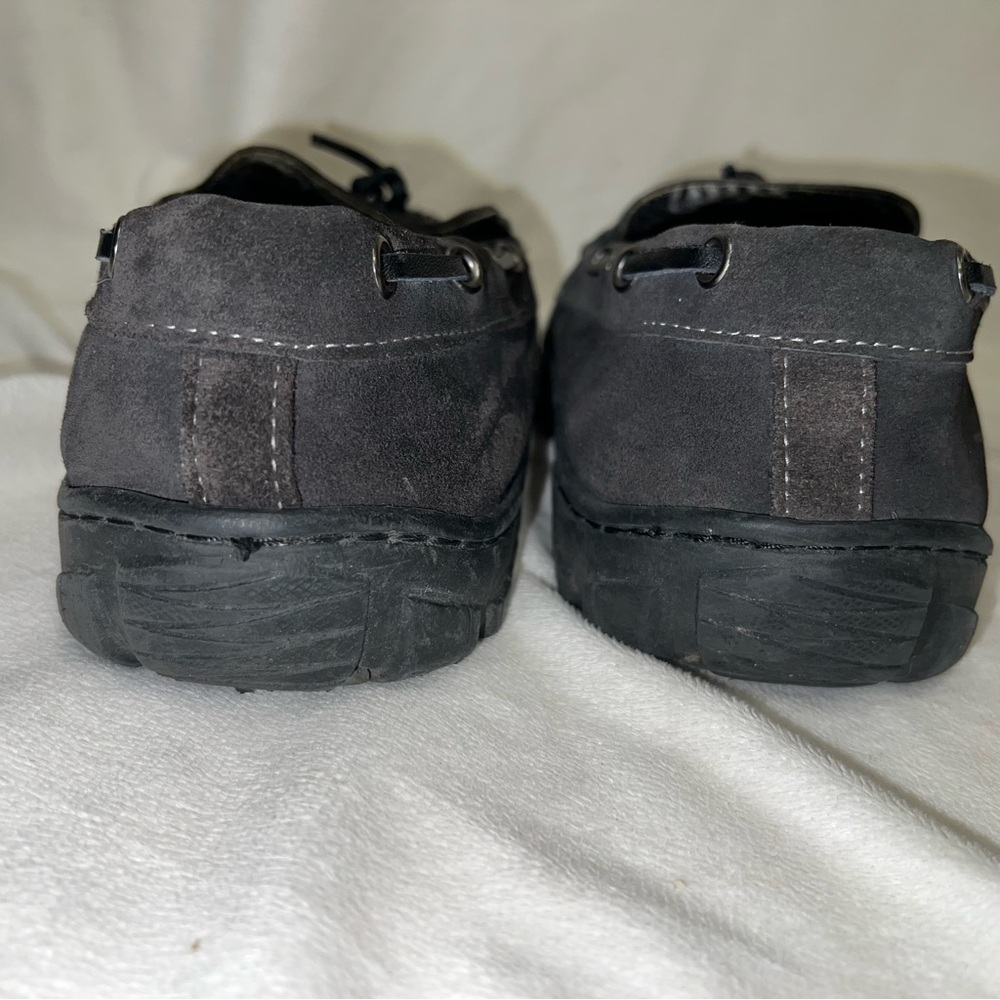 Clarks Moccasin Gray Men's Size 9 Upper Leather Slip On  Fur Lined Suede - Picture 9 of 11